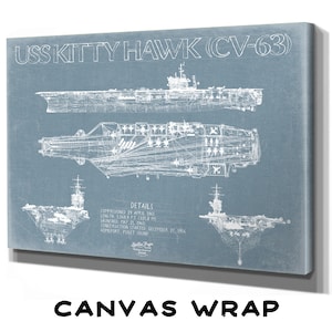 USS Kitty Hawk (CV-63) Supercarrier Blueprint Wall Art - Original Carrier Print