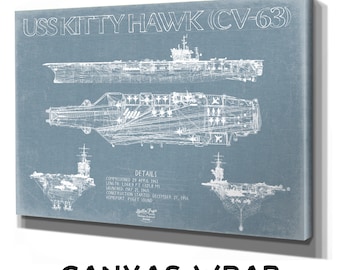 USS Kitty Hawk (CV-63) Supercarrier Blueprint Wall Art - Original Carrier Print