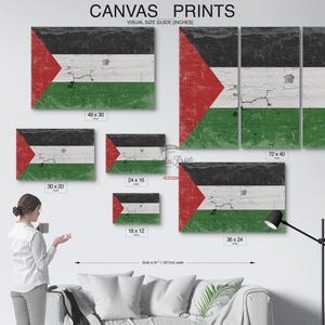 Vintage Palestine Flag Canvas Art: Distressed Wood Style imagem 5