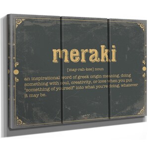 Meraki Word Definition Wall Art - Gift for Meraki Dictionary Artwork