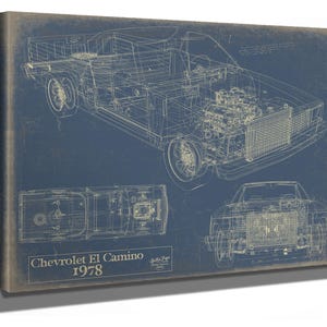 1978 Chevy El Camino Blueprint Art: Vintage Car Model Print