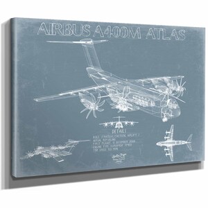 Airbus A400M Atlas Aircraft Blueprint Wall Art - Original Aviation Print
