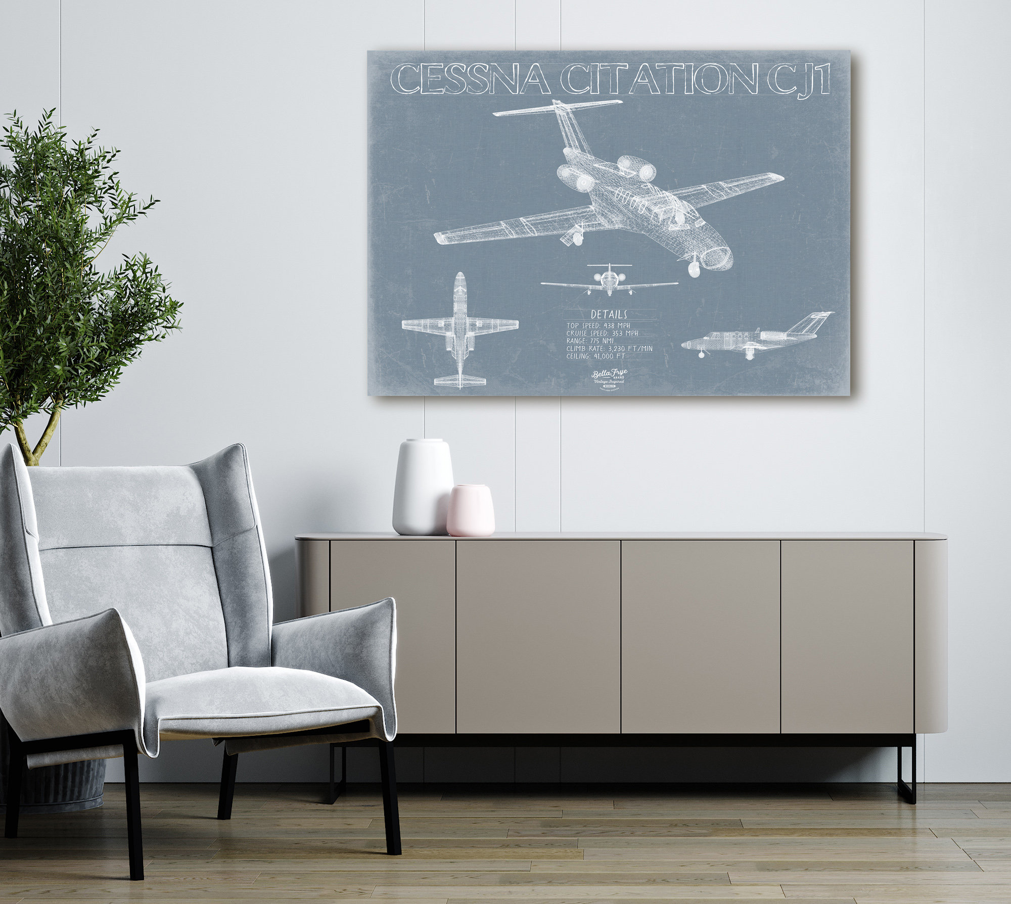Cessna Citation CJ1 Aircraft Blueprint Wall Art Original Airplane Print Etsy Canada