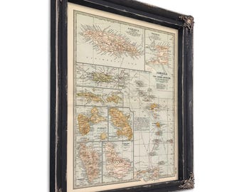 Framed Jamaica Vintage Map - Ornate Embellishment Frame with Print