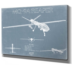 MQ-9A Reaper Aircraft Blueprint Wall Art - Original Airplane Print