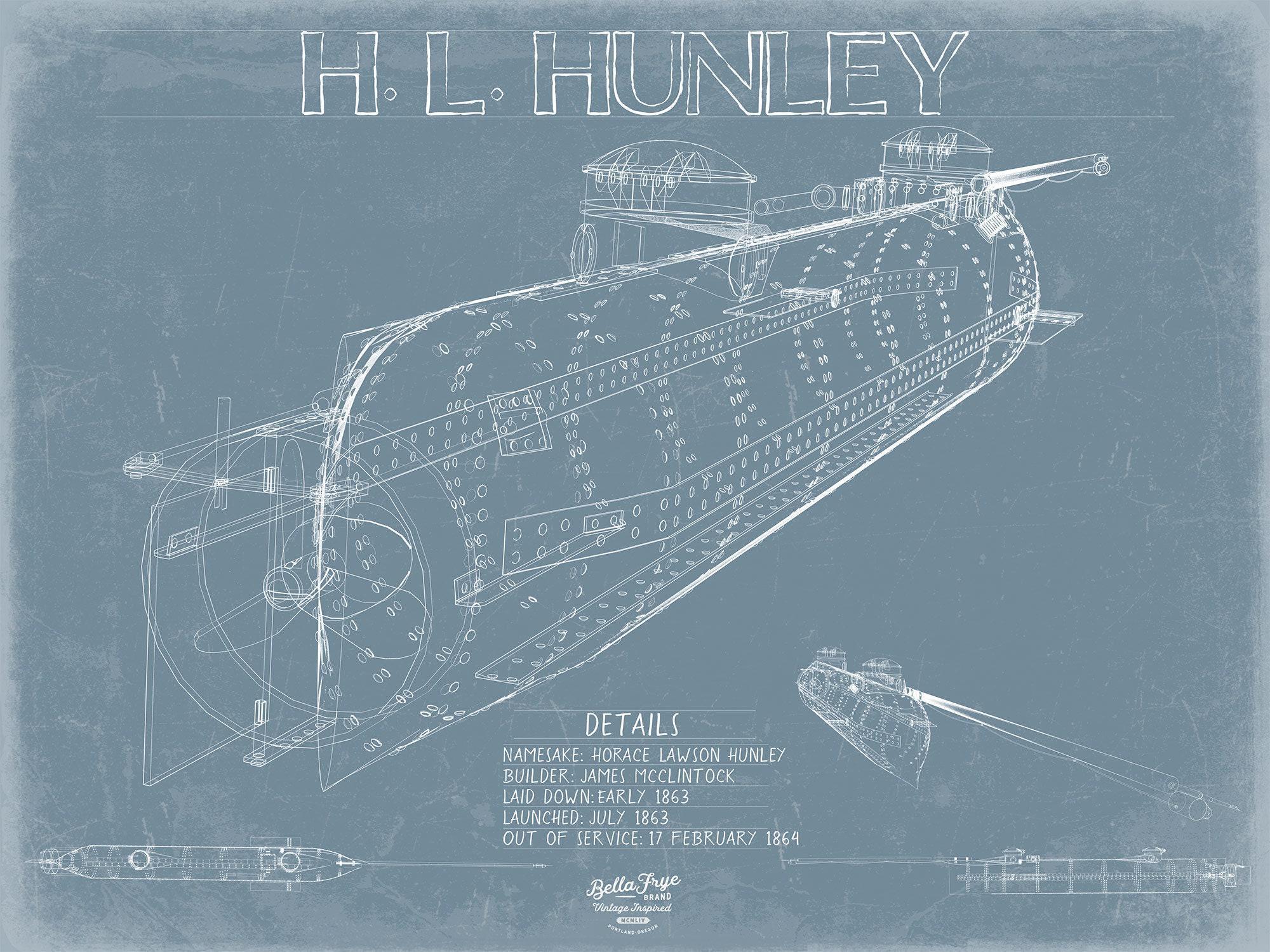 H.L Hunley Blueprint Wall Art - Original CSS Hunley Submarine Print - Etsy
