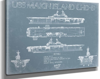 USS Makin Island (LHD-8) Blueprint Wall Art - Original Amphibious Assault Ship Print