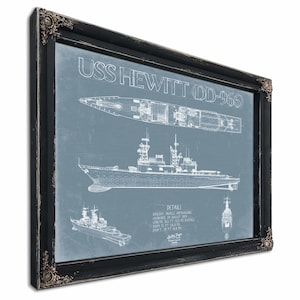 USS Hewitt (DD-966) Blueprint Wall Art - Original Destroyer Print