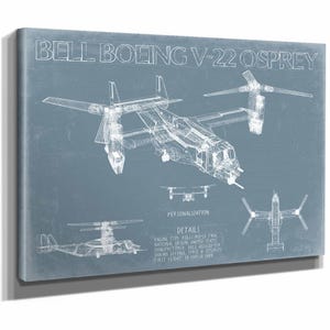 Bell Boeing V-22 Osprey Aircraft Blueprint Wall Art - Original Aviation Plane Print