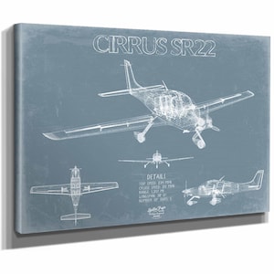 Cirrus SR22 Aircraft Blueprint Wall Art - Original Airplane Print