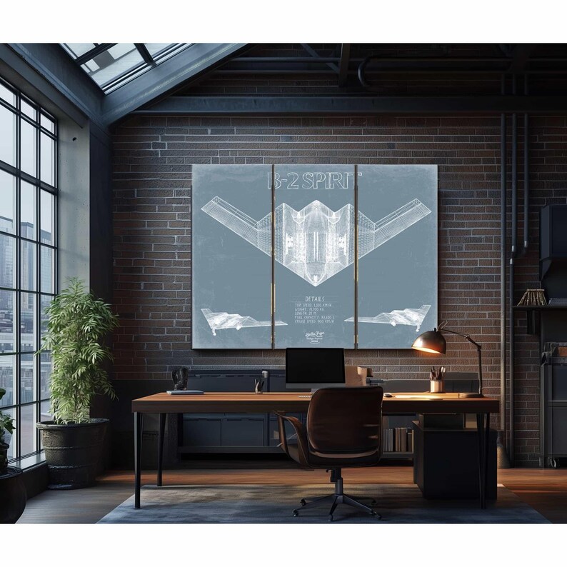 Northrop Grumman B-2 Spirit Aircraft Blueprint Wall Art - Original Aviation Plane Print image 4