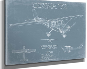 Cessna 172 Aircraft Blueprint Wall Art - Original Airplane Print