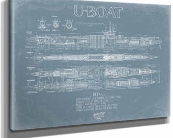 U-Boat Blueprint Wall Art - Original Nautical Print