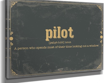 Pilot Word Definition Wall Art - Gift for Pilot Dictionary Artwork