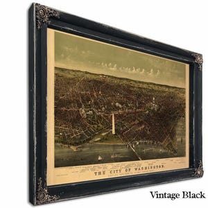 Washington DC Vintage Map Wall Art - Bird's Eye View City Canvas Art