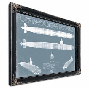 USS Pasadena (SSN-752) Blueprint Wall Art - Original Submarine Print