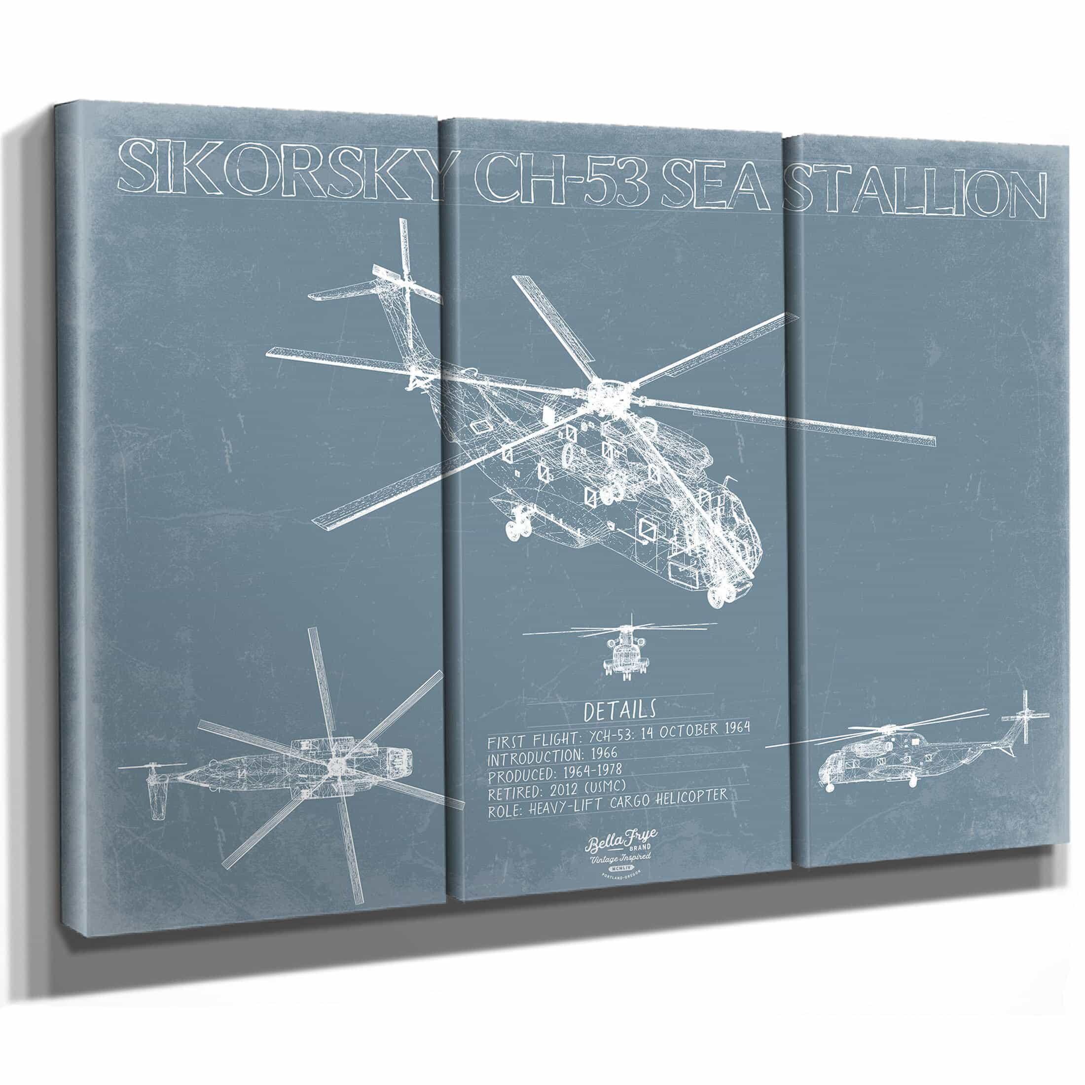 Sikorsky CH-53 Sea Stallion Aircraft Blueprint Wall Art - Original