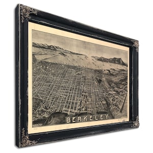 Berkeley California Vintage Map Wall Art - Bird's Eye View City Canvas Art