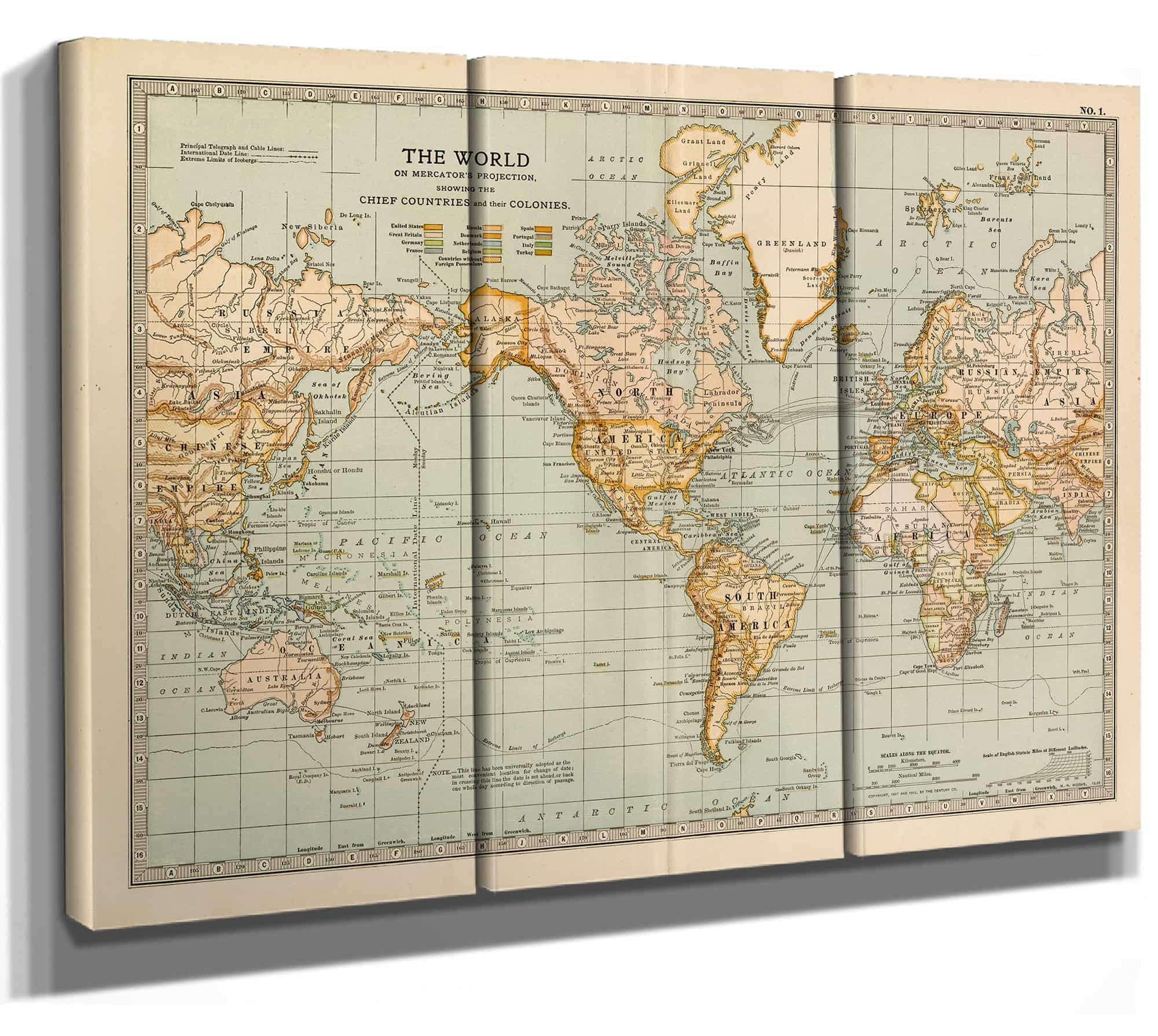Framed World Vintage Map - Ornate Embellishment Frame With Print - Etsy