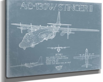 AC-130W Stinger II Aircraft Blueprint Wall Art - Original Aviation Plane Print