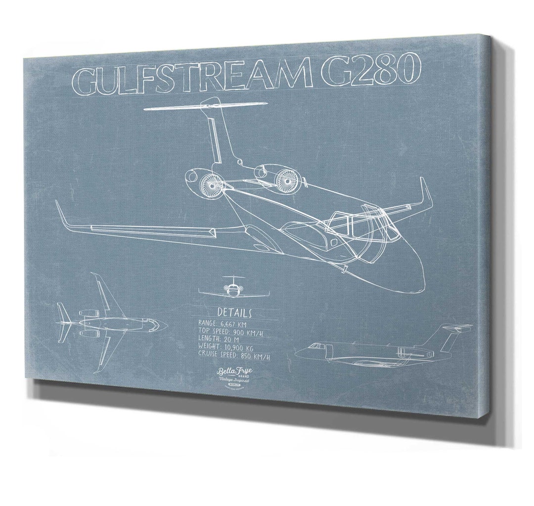 Gulfstream G280 Aircraft Blueprint Wall Art - Original Airplane Print ...