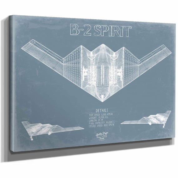 Northrop Grumman B-2 Spirit Aircraft Blueprint Wall Art - Original Aviation Plane Print