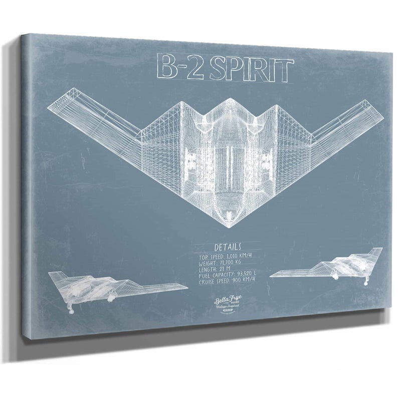 Northrop Grumman B-2 Spirit Aircraft Blueprint Wall Art - Original Aviation Plane Print image 1