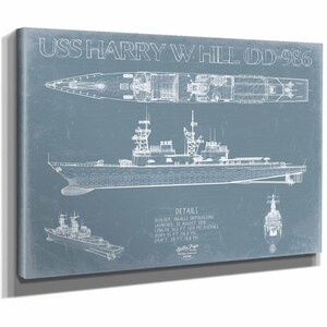 USS Harry W. Hill (DD-986) Blueprint Wall Art - Original Destroyer Print