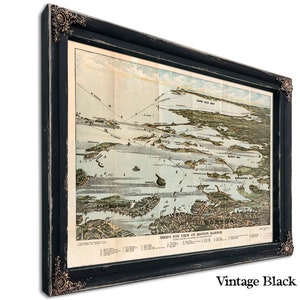 Boston Harbor Vintage Map Wall Art - Bird's Eye View City Canvas Art