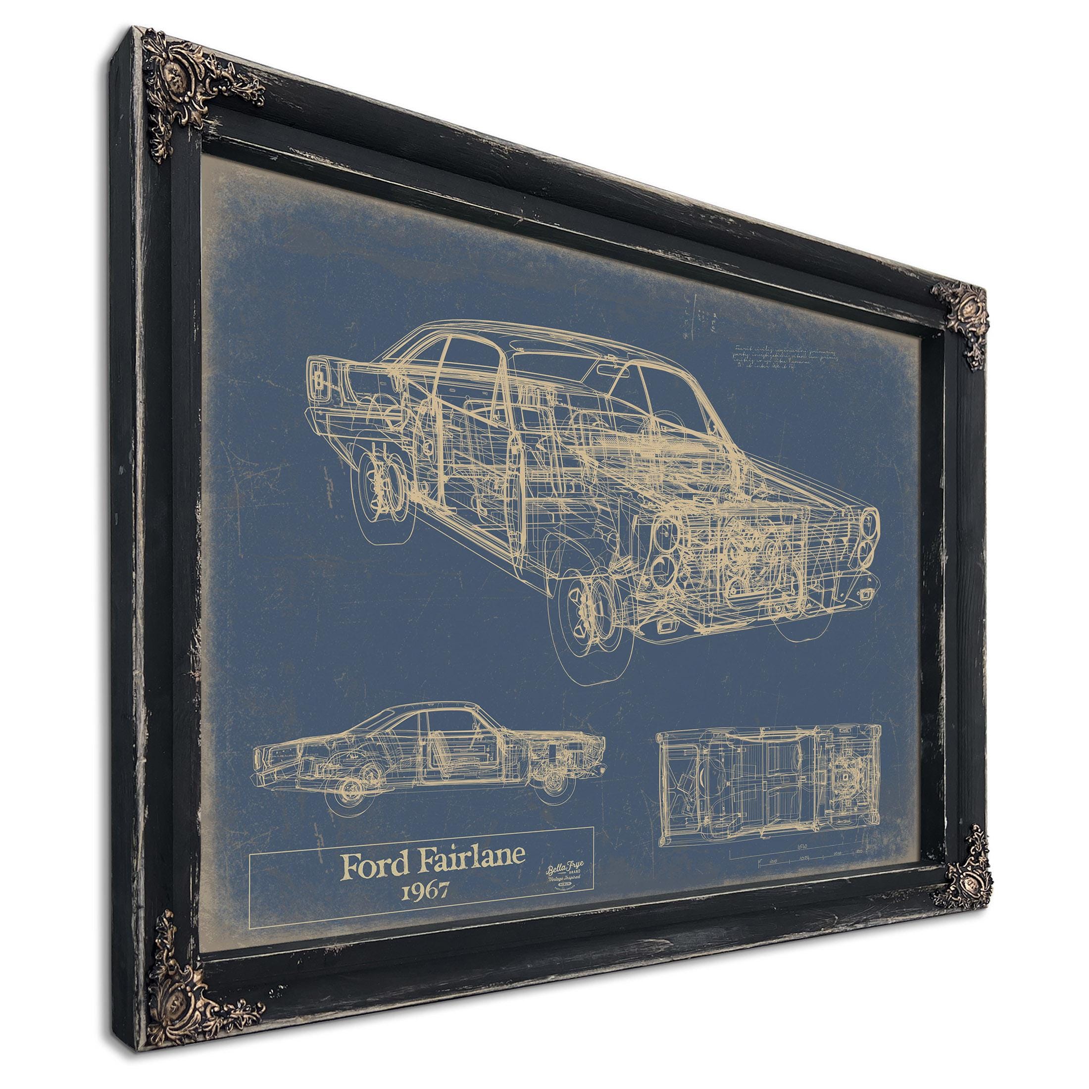 Vintage 1967 Ford Fairlane Car Model Print, Original Blueprint