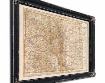 Framed Colorado Vintage Map - Ornate Embellishment Frame with Print