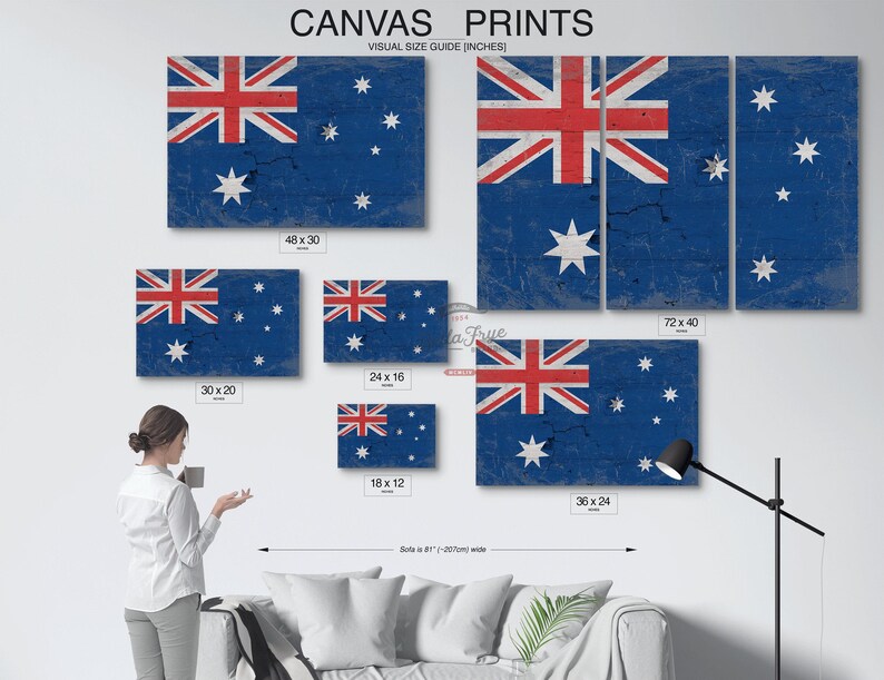 Vintage Australia Wall Art - Australian Flag Sign on Canvas image 3