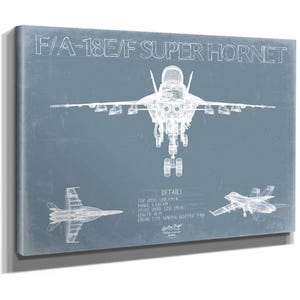 Boeing F/A 18E/F Super Hornet Aircraft Blueprint Wall Art - Original Aviation Plane Print