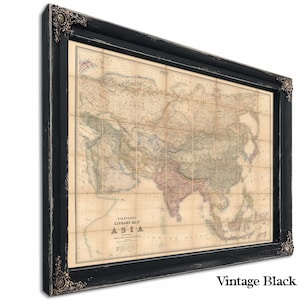 Framed Asia Vintage Map - Ornate Embellishment Frame with Print