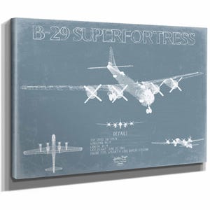 B-29 Superfortress Aircraft Blueprint Wall Art - Original Aviation Plane Print