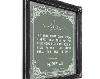 Matthew 5:16 Wall Art – Let Your Light Shine – Christian Bible Verse Print