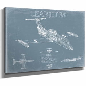 Learjet 35 Aircraft Blueprint Wall Art - Original Airplane Print