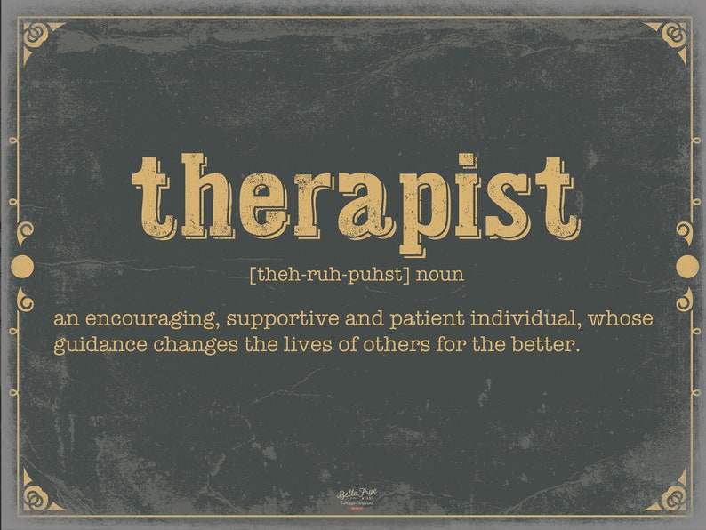 Therapist Word Definition Wall Art Gift for Therapist Etsy
