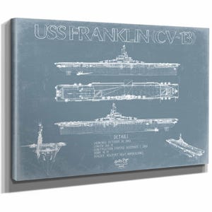 USS Franklin (CV-13) Blueprint Wall Art - Original Carrier Print