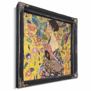 Woman with Fan by Gustav Klimt – Museum Giclée Print – Art Nouveau Wall Art – Ornate Frame Option – 24x18, 36x24, 48x36