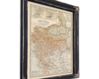 Framed Turkey Vintage Map - Ornate Embellishment Frame with Print