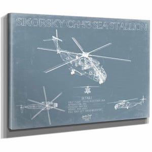 Sikorsky CH-53 Sea Stallion Aircraft Blueprint Wall Art - Original Jet Aviation Print