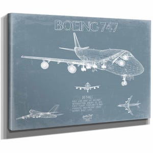 Boeing 747 Aircraft Blueprint Wall Art - Original Aviation Plane Print