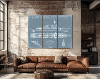 USS Kidd (DDG-100) Blueprint Wall Art - Original Guided-missile