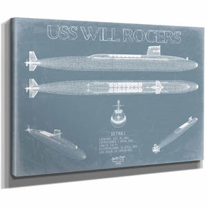 USS Will Rogers (SSBN-659) Blueprint Wall Art - Original Submarine Print