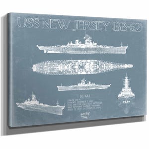 USS New Jersey (BB-62) Blueprint Wall Art - Original Battleship Print