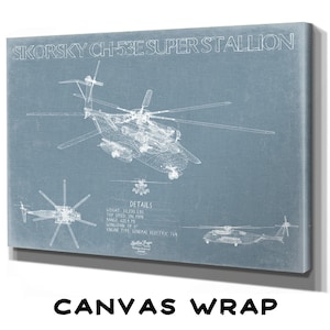 Sikorsky CH-53E Super Stallion Aircraft Blueprint Wall Art - Original Jet Aviation Print
