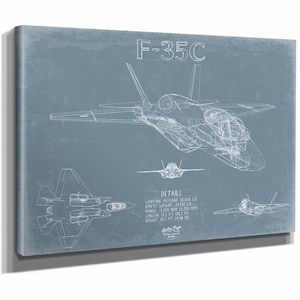 F-35C Lightning II Aircraft Blueprint Wall Art - Original Fighter Plane Print