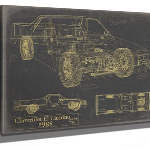 1985 Chevrolet El Camino Blueprint Art: Vintage Car Model Print