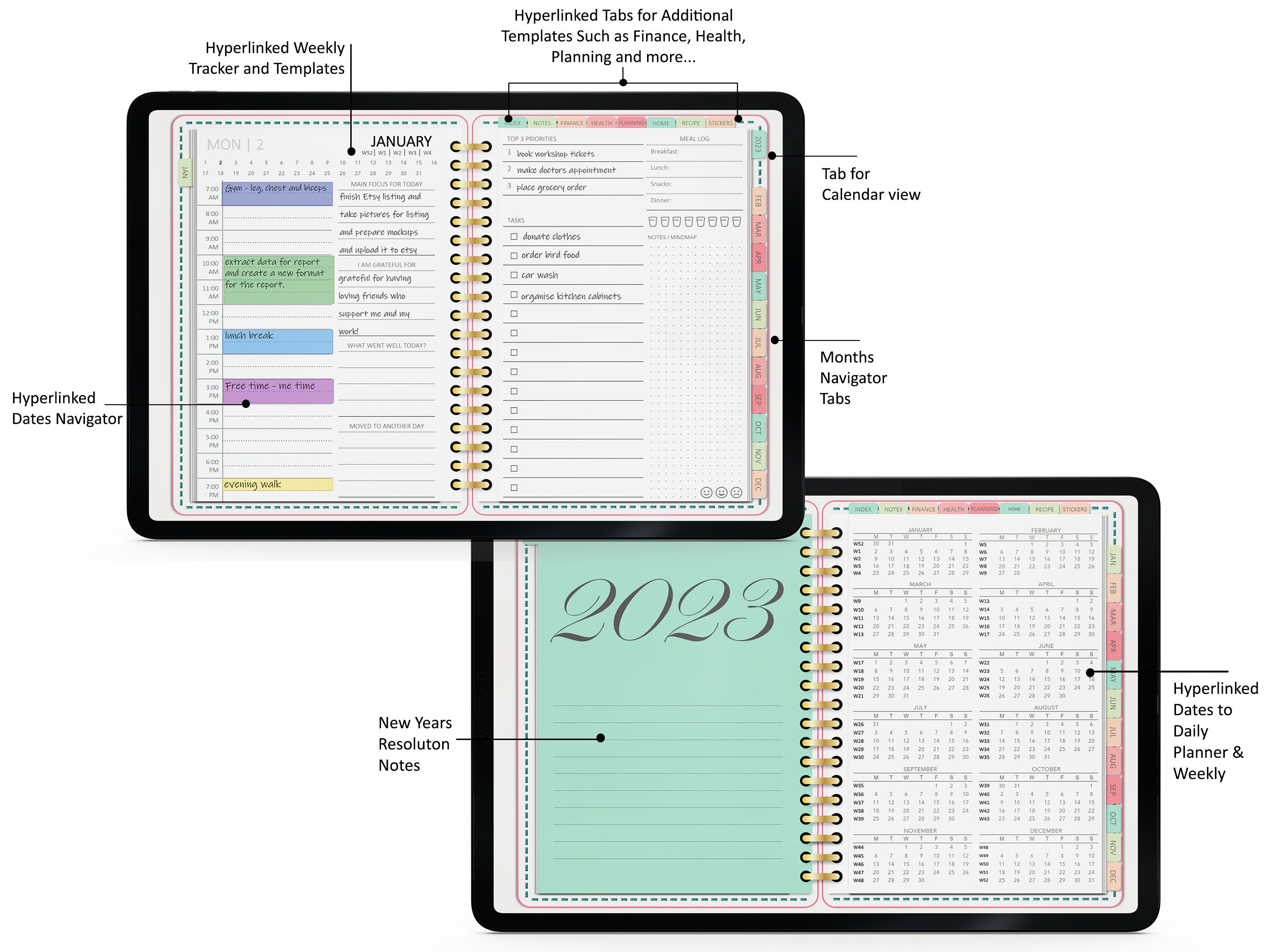 Digital Planner 2023 for Goodnotes, Mental Health Journal, ADHD Planner